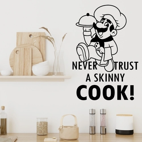 Teksen litar aldrig på en smal kock väggdekal