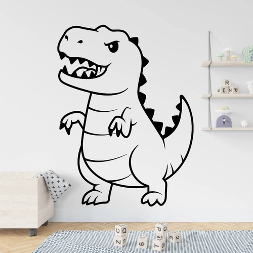 Arg men också söt dinosaurie som väggdekal för barnrum