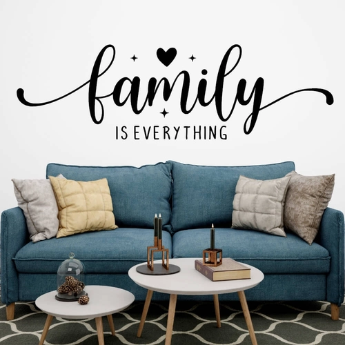 Engelsk text "Familjen är allt" väggdekal för vardagsrummet