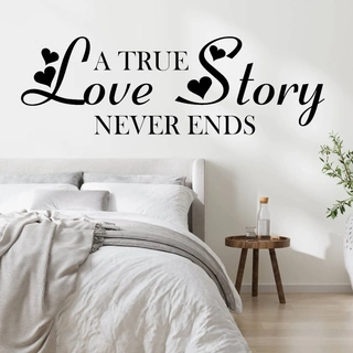 True Love Story med hjärtan - Väggdekor