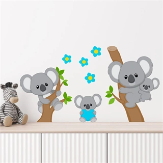 Tryckt Ljusblå koala  - Väggdekor