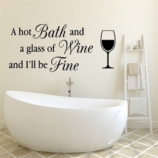 Wallstickers - Bath and a glass of wine