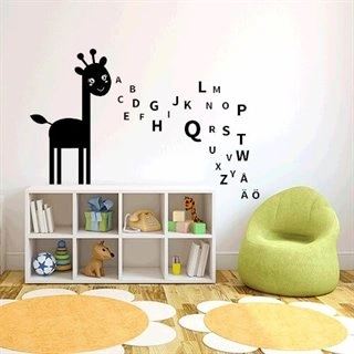 Söt giraff med alfabetet - Väggdekor