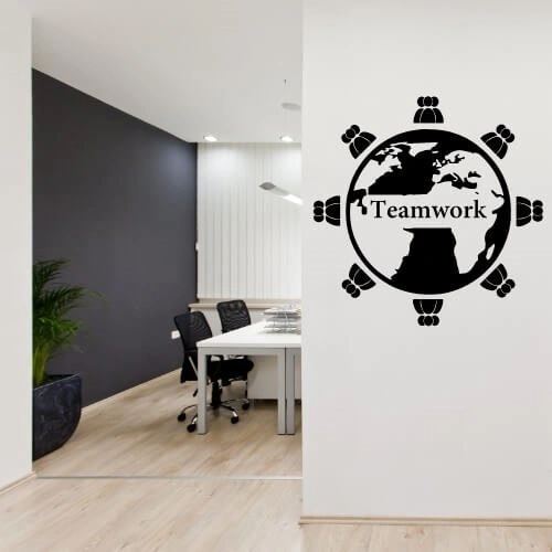 Wallsticker med Teamwork och jordklot
