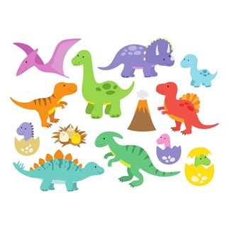 Wallstickers - Söt dinosaurie med barn