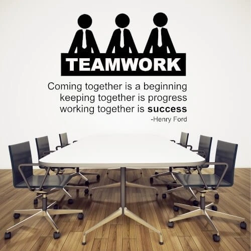 Väggdekor med texten Teamwork - perfekt till kontoret